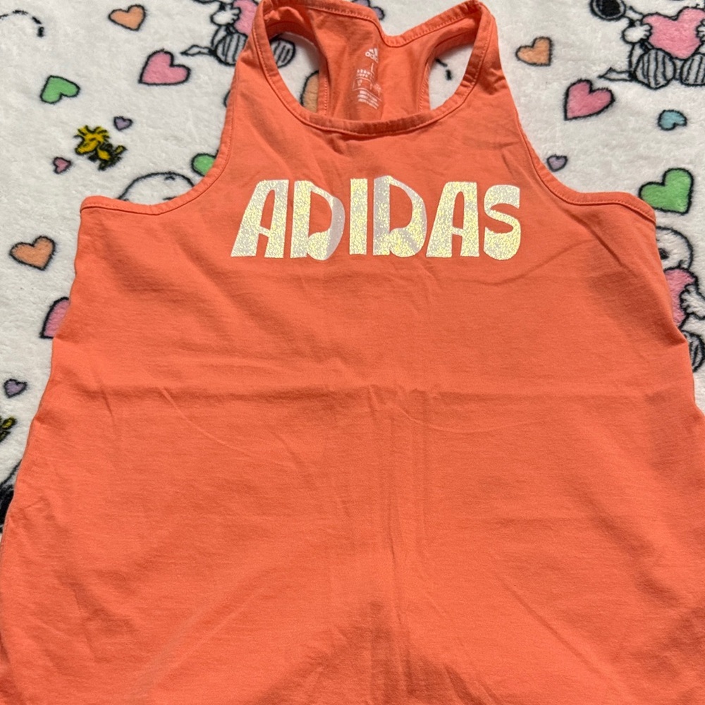 Adidas Kids Coral Tank Top with Gold Logo